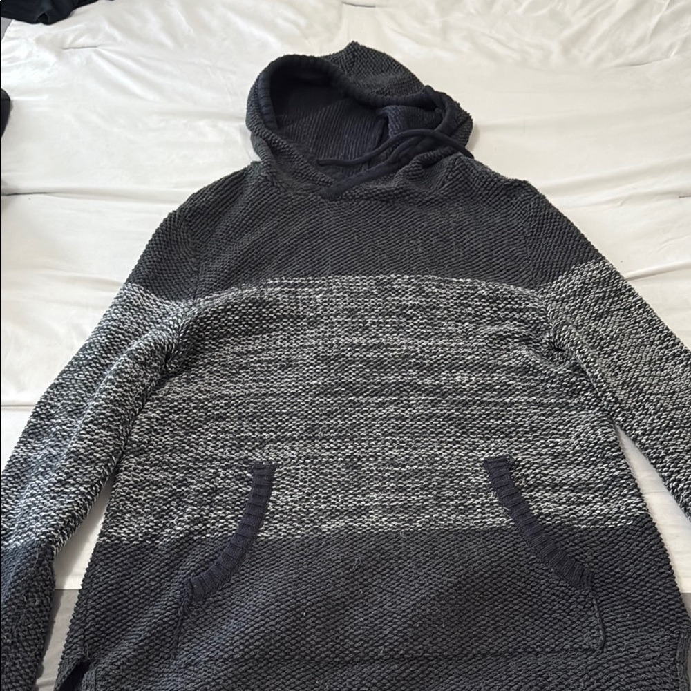 Gray Cardigan Sweater with Textured Design